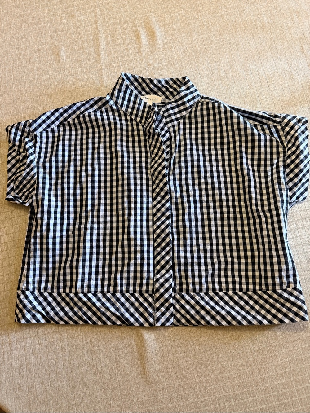 entro Black & White Gingham Button-Down Crop Top